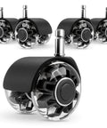 5-Pack Office Chair Caster Wheels Heavy-Duty Low Noise for Hardwood Floors and Carpet set of black polyurethane wheels.