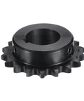 No 40 Chain Roller Sprocket B Type For Single Strand Chains One Quarter Inch Bore 18 Teeth Carbon Steel With Keyway And Set Screws