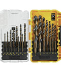 21-Piece Black Oxide Drill Bit Set With 135 Degree Split Point And 31 Degree Helix Model DWA1181 in open case