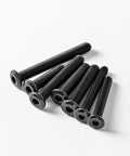 Pack of Quarter Twenty Flat Head Hex Socket Cap Screws Bolts Three Quarter Inch Black Oxide 304 Stainless Steel on white surface