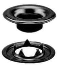 3GTWBDBC3600 Sheet Metal Grommet And Teeth Washer Dull Black Oxide Durable Heavy Duty Set, shown in split view