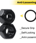 25 Pack 1/4-20 Nylon Insert Lock Nuts Black Oxide 304 Stainless Steel A2-70 Nylock Nuts with anti-loosening feature