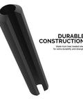 Roll Pin Assortment Set With Storage Case 315 Pieces SAE Sizes Slotted Spring Steel Black Oxide Finish close-up of durable pin