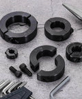 2pcs Double Split Shaft Collar for 1-1/16" Shaft, Two-Piece Clamping Collar, 1-7/8" OD, 1/2" Width, Black Oxide Steel Lock Collar Clamp