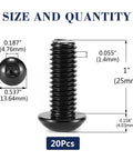 Five Sixteenth By Eighteen Threads Per Inch Button Head Socket Cap Screws One Inch Long Stainless Steel 304 Black Oxide Allen Hex