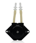 Front view of black NKP small peristaltic pump 12V DC long service life liquid dosing pump for aquarium DIY lab analytical 2mm ID x 4mm OD with BPT tube