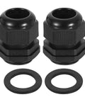 Two Pack PG25 Nylon Cable Glands Waterproof Cord Grip Connector With Washers And Locknut Adjustable 16 To 21 Mm Wire Grommet Protectors For Junction Box Black