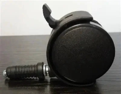 Side view of ✝️ 100-Pack Black Plastic 2" inch Caster Wheel - Brake 12.2mm Dia.Threaded Stem designed for smooth motion and stability.
