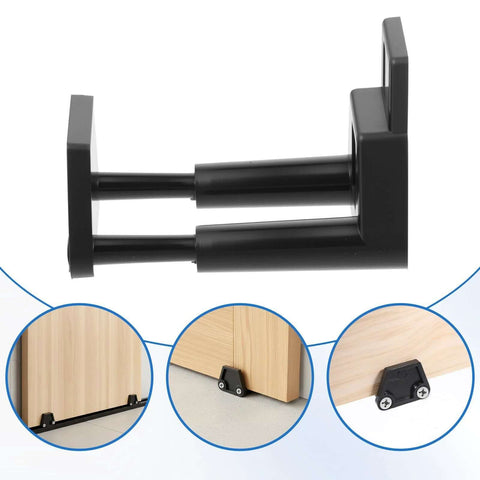 Universal Adjustable Sliding Barn Door Floor Guide with Wall Mount Bottom Stopper for RVs Barns Closets Durable Plastic Black