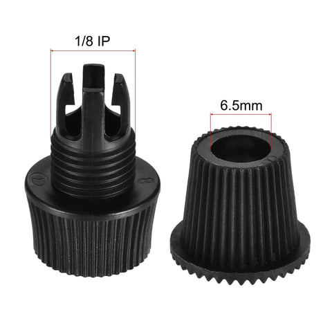 Close-up of 60 Pack No Fuss Black Plastic Cable Glands With One Eighth IP Thread for Wiring and Hanging Lights Pendant and Ceiling Lights