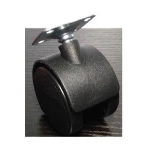 Black Plastic Caster Wheel 2 Inch - Plate Caster for smooth motion in automation systems, side view showing attachment plate, 1-pack