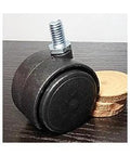 ✝️ 100-Pack 1.5" inch Black Plastic Caster Wheel - M8 Screw threaded Stem for smooth motion and stable alignment, side view