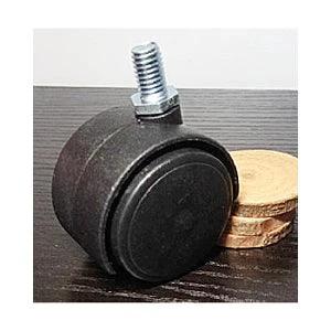 ✝️ 100-Pack 1.5" inch Black Plastic Caster Wheel - M8 Screw threaded Stem for smooth motion and stable alignment, side view