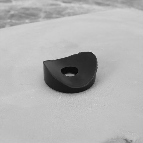 100 Pieces Black Plastic Curved Washers Set For Round Tubes M6 And M8 With PE Spacer Sleeves, single washer close-up view.