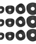 100 Pieces Black Plastic Curved Washers Set For Round Tubes M6 And M8 With PE Spacer Sleeves laid out individually