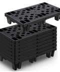 Heavy Duty Black Plastic Pallets 8 Pack Nestable HDPE Floor Pallets For Basement Storage And Shop Warehouse Garage Use Waterproof Anti Static Dust Resistant Lightweight Durable Pallets With Breathable Grid Surfaces