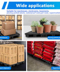 Heavy Duty Black Plastic Pallets 8 Pack Nestable HDPE Floor Pallets for various storage uses in warehouse, plants, shipments.