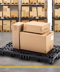 8 Pack Plastic Pallets For Basement Storage Nestable And Moisture Waterproof Lightweight Floor Pallets With Breathable Grid For Indoor Outdoor Use Budget Friendly For Home Garage Warehouse And Supermarket 19.7 X 11.8 X 3.9 Inches Black holding boxes in warehouse