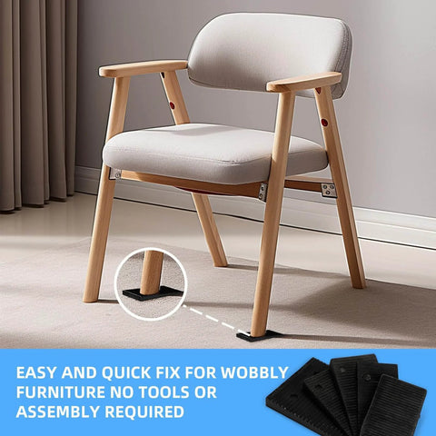 Chair on carpet using 16 Pack Multiple Size Slopes Black Plastic Composite Shims Leveling Wedges for stable support