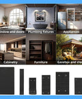 Various uses of 16 Pack Multiple Size Slopes Black Plastic Composite Shims Leveling Wedges in home settings with image of shims.