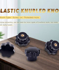 15 Piece M4 7 Star Knob Female Thread Nut Clamping Knob Grip Assortment Kit displayed on a table with mount type details