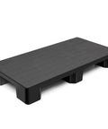 Plastic pallet for basement storage easy stack lightweight floor pallet 40 by 20 by five and a half inches black up to 2000 lbs capacity