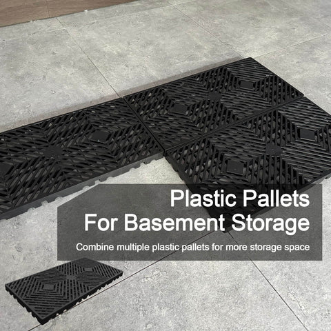 10 Pcs Lightweight Plastic Pallets 11.8 By 23.6 By 1.18 Inch Waterproof Moisture Proof Floor Pallets For Garage Basement Industrial Storage With Grid Ventilation Blue And Black