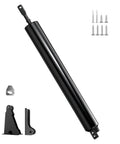 Storm Door Closer, Heavy Duty Pneumatic Screen Door Closer with adjustable closing speed, shown with installation hardware.