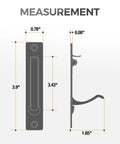 Dimensions of 2 Pack 4.72 Inch Pocket Door Handles With 1 Edge Pull Black Recessed Flush Rectangular Stainless Steel Hardware Set.