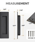 Dimensions of 2 Pack 4.72 Inch Pocket Door Handles with 1 Edge Pull Black Recessed Flush Stainless Steel Set for Sliding Doors