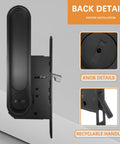 Privacy Door Lock Set With Hidden Pull And Recessed Latch, Circular Black Finish, showing back and knob details, for wooden doors.