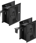 Stainless Steel Black Pocket Door Lock With Pull Durable Reversible Sliding Door Hardware For 1 3 8 Inch Thick Doors Easy Install And Privacy