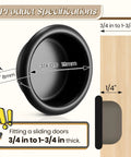 Diagram of 12 Pack Finger Pulls For Cabinets And Doors In Matte Black showing dimensions for pocket doors, 3/4 inch round.