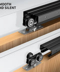 Pocket Door Hardware And Track Set 72 Inch Sliding Door Aluminum Alloy Box Rail For Single Wooden Door Black High Strength Construction
