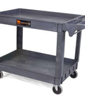Heavy Duty Service Cart For Garage And Shop With 500 Pound Capacity Extra Wide 46 By 25.5 Inch Two Shelf Utility Cart 5 Inch Non Marring Casters For Smooth Moves And Easy Clean Surface WEN