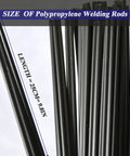 Black Polypropylene Plastic Welding Rods, 9.8 Inch Long, Ideal For Car Bumper Repairs, shown in close-up view