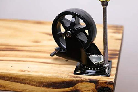 3 Inch Polyurethane Black Mag Designer Caster Set With Non Marking Floor Protection, Total Lock Braking System installed