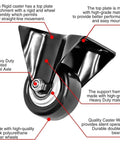 2 Inch Caster Wheels 12 Pack 6 Rigid Non Swivel Fixed Casters And 6 Swivel Plate Casters No Brake All Black Polyurethane Non Marking