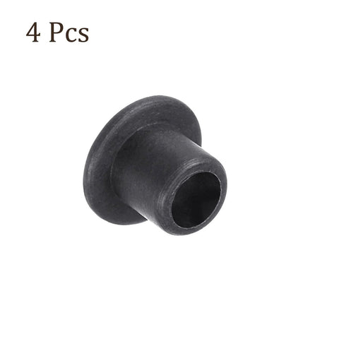 4 Pack Flanged Sleeve Bearings 3mm By 4.5mm By 5mm POM Oilless Bushing, black self-lubricating, single piece, side view.