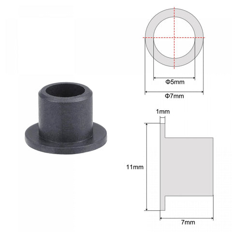 Flanged Sleeve Bearings 5mm Bore 7mm OD 7mm Length POM Self Lubricating Wrapped Oilless Bushings Black 4 Pieces