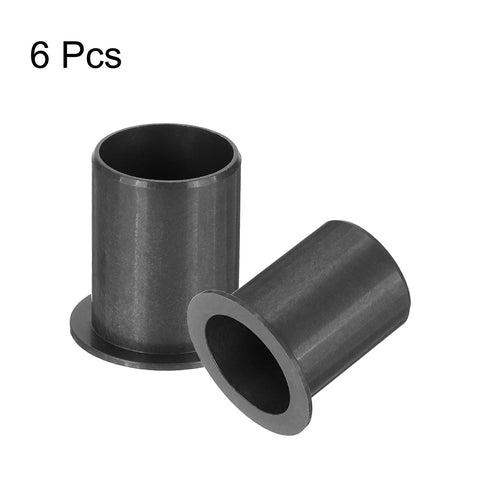 Six Pack Flanged Sleeve Bearings 17mm ID 19mm OD 25mm Length POM Plastic Bushing Black With 25mm Flange 1mm Thick