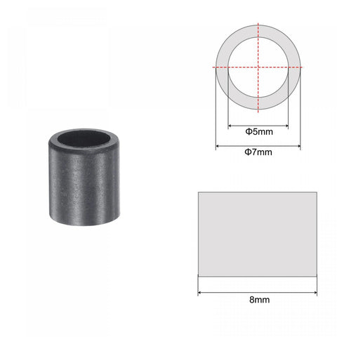 Self Lubricating POM Sleeve Bearings 5mm Bore 7mm OD 8mm Length Wrapped Oilless Bushings Black Set Of 4 Dimensions Illustration