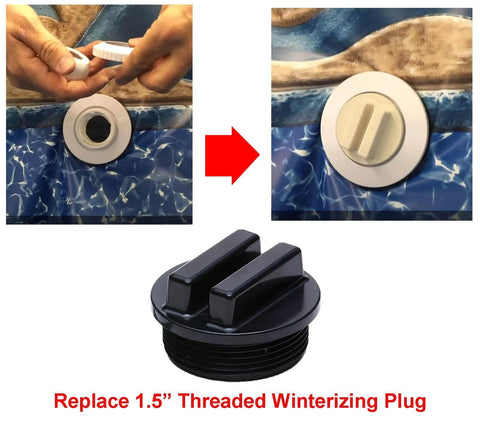 Two Pack 1-1/2 Inch MIP Black Pool Filter Drain Plug Cap Winterizing Plug With O Ring for Hayward Pentair Sta-Rite Waterway