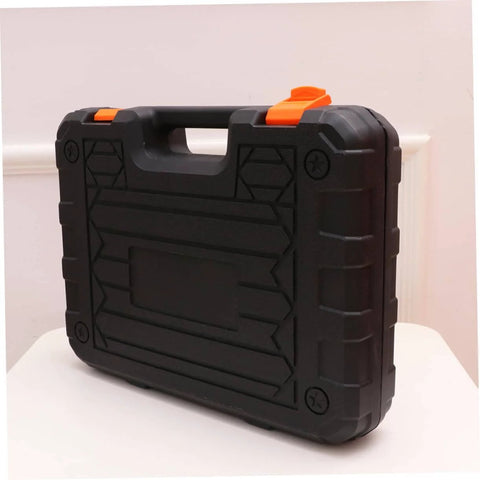 Front view of Grab And Go Car Repair Tool Kit With Ratchet Wrench Set for Auto And Motorcycle Maintenance in black plastic case
