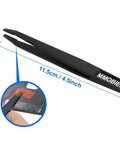 Black tweezers measuring 11.5cm with a close-up applying Clear Double Sided Acrylic Tape 1mm Wide 25m Long With Red Liner Removable Ultra Thin Adhesive Strip Transparent Strong Bond For LCD Screens, Crafts, Auto Dash Mounting And DIY Projects