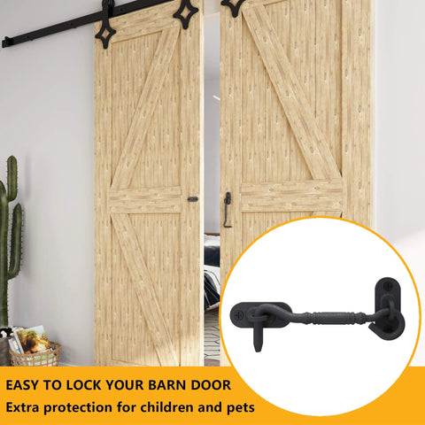 4 Inch Privacy Hook Latch For Sliding Barn Door In Black Stainless Steel Durable And Easy To Install Includes Screw Pack