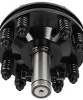 Front view of Black PTO Slip Clutch, ACZCR 1-3/8" Smooth Round Ends Slip Clutch with springs and metal shaft.