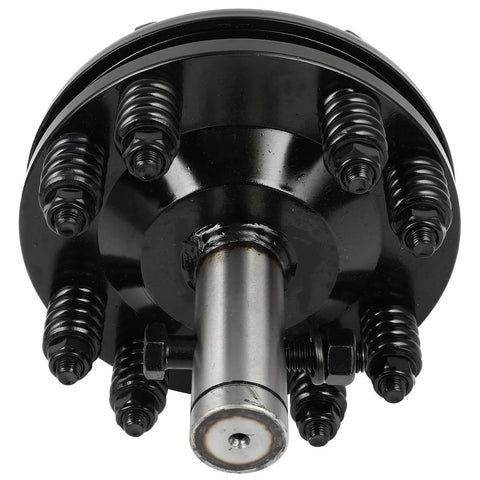 Front view of Black PTO Slip Clutch, ACZCR 1-3/8" Smooth Round Ends Slip Clutch with springs and metal shaft.