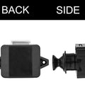 Back and side view of 5 Piece Push Button Latch Cabinet Door Catch Keyless Cupboard Locks For RV Motorhome Camper Caravan Black Durable Zinc Alloy