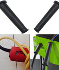 Heavy Duty Cable Gland Sleeve Set For Electric Drills PVC Cord Protection Boots Black Rubber Protective Sleeves 8 Pack Durable Anti Aging Cord Sleeves For Safer Wiring And Easy Grip shown installed on drills and power tools with close-up of black sleeves.